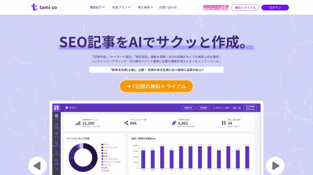 SEOの次の一手に!記事作成を効率化するツール「tami-co」